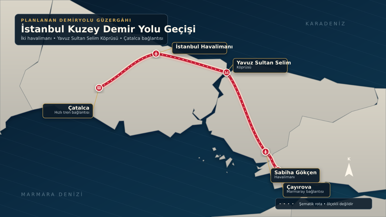İstanbul’un iki havalimanını bağlaması planlanan demiryolu hattı
